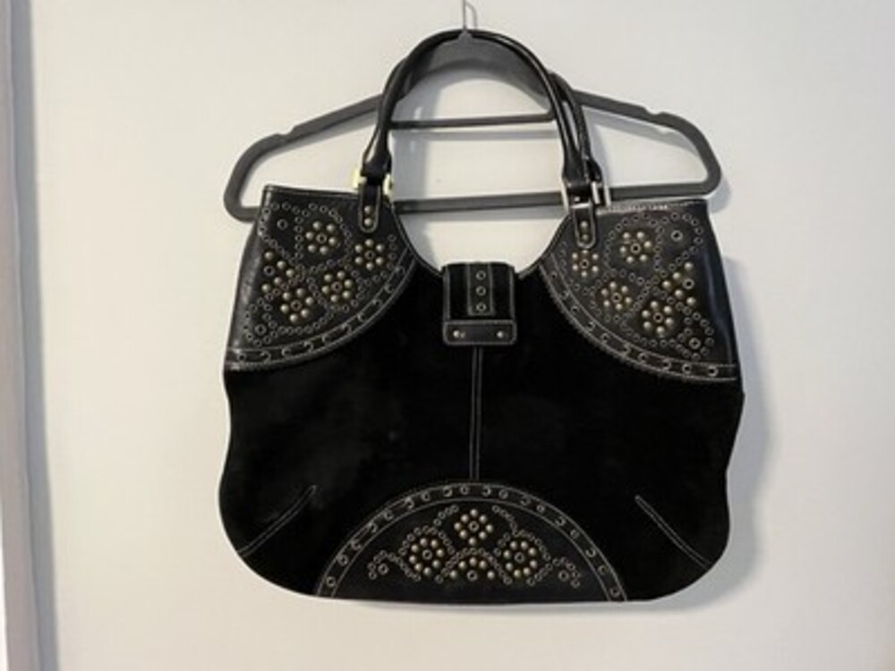 Rafe  New York Suede With Leather and stud   Accents Black Bag.
